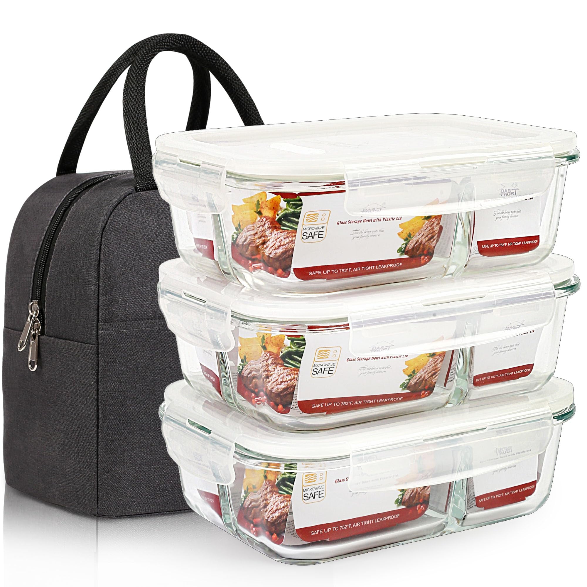 EATEX 48-Piece Glass Food Storage Container Set - 24 Containers & 24 Lids, Assorted Sizes, Airtight