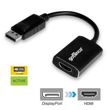 gofanco ACTIVE DisplayPort to HDMI Adapter 4K 60Hz DP to HDMI Male to Female Converter Supports up to Ultra HD 4K @ 60Hz, Eyefinity Compatible, MULTIPLE SCREENS Supported for