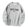 thumbnail image 1 of Sudadera con cuello redondo para mujer, hombros caídos, ropa de moda para mujer, gris, informal, holgado L, 1 of 8