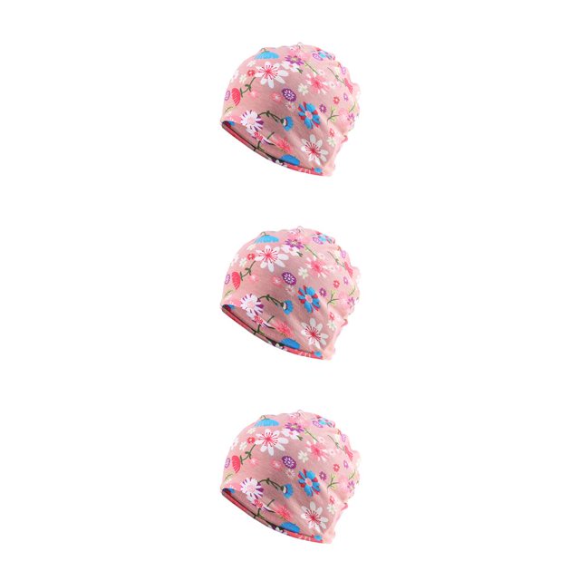 Transemion Bonnet Décontracté Hijab Musulman Imprimé Floral Turban Coloré Protection des Oreilles Ajustable Bonnet de Nuit pour Femmes Fleur Rose 3Set