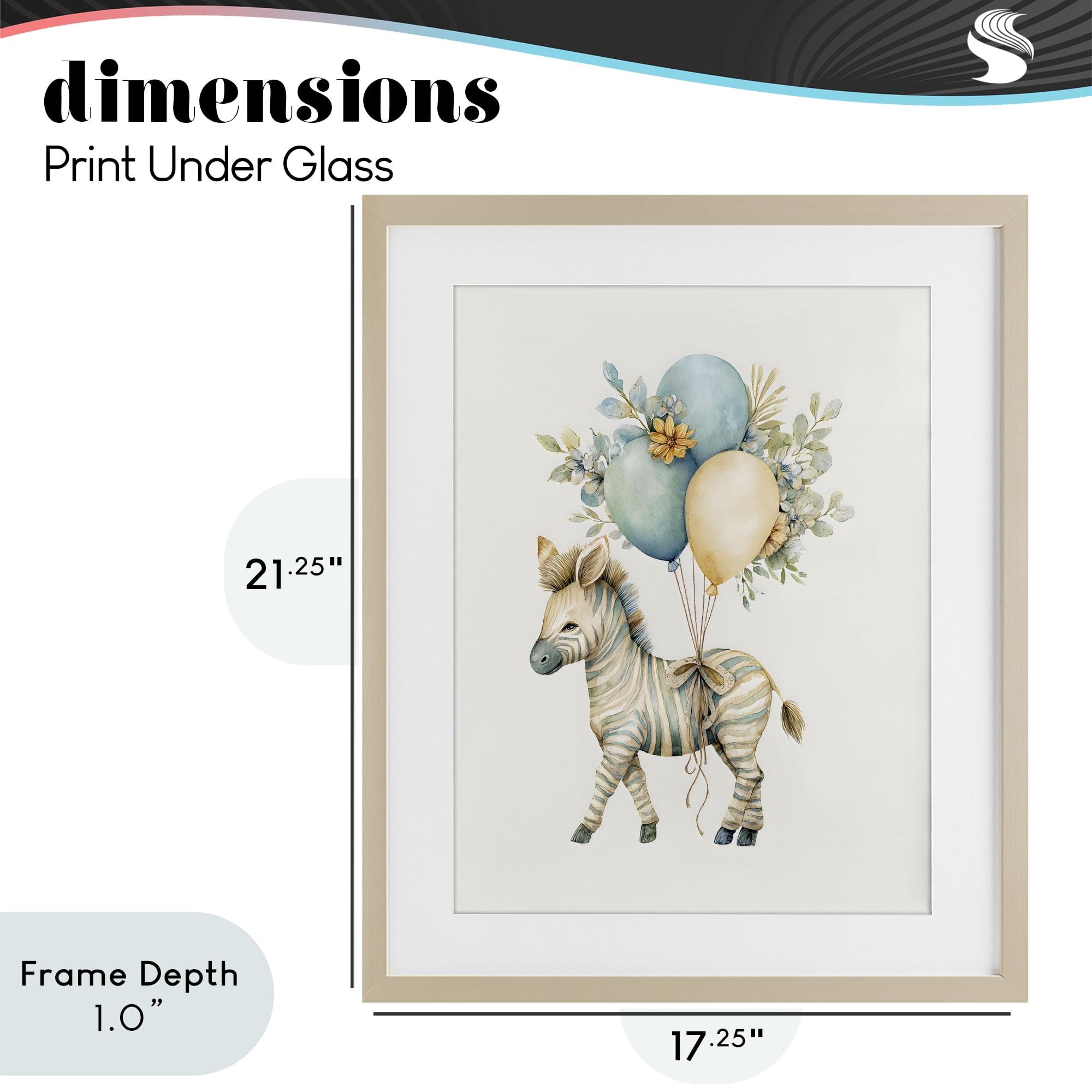 Stupell Industries Watercolor Nursery Zebra Birch Framed Print Under Glass, design by LSR Design Studio