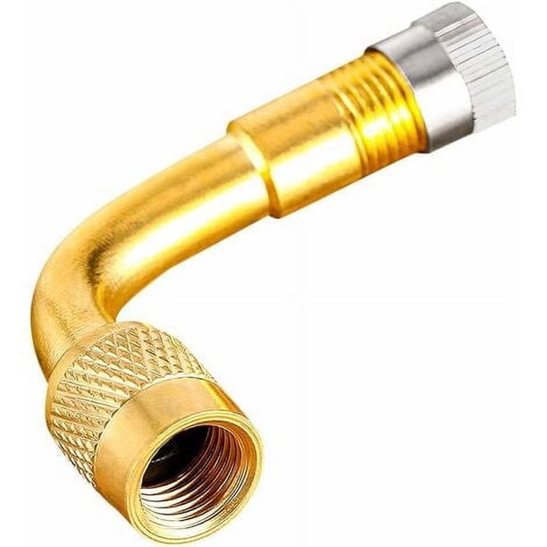 Extensión de válvula de codo Dinheiro, codo de válvula de neumático, válvula de codo de motocicleta, extensión de válvula de neumático con tapa antipolvo de metal y núcleo de válvula incorporado para