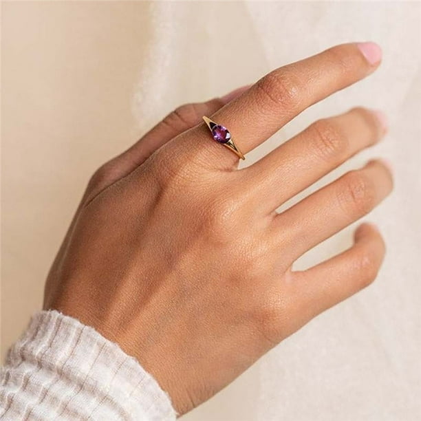 Anillos De Compromiso De Oro Morado De 18 Quilates Moda Anillo De Dedo Mujeres Accesorios De Joyeria De Boda Walmart en linea