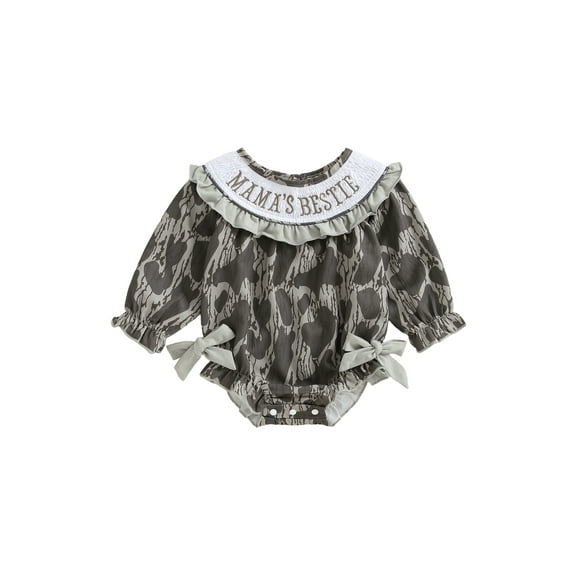 Rovasas Girls Matching Sister Outfits Embroidery Camouflage Jumpsuits/Dress