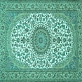 thumbnail image 1 of Ahgly Company Machine Washable Indoor Square Medallion Turquoise Blue Traditional Area Rugs, 7' Square, 1 of 4