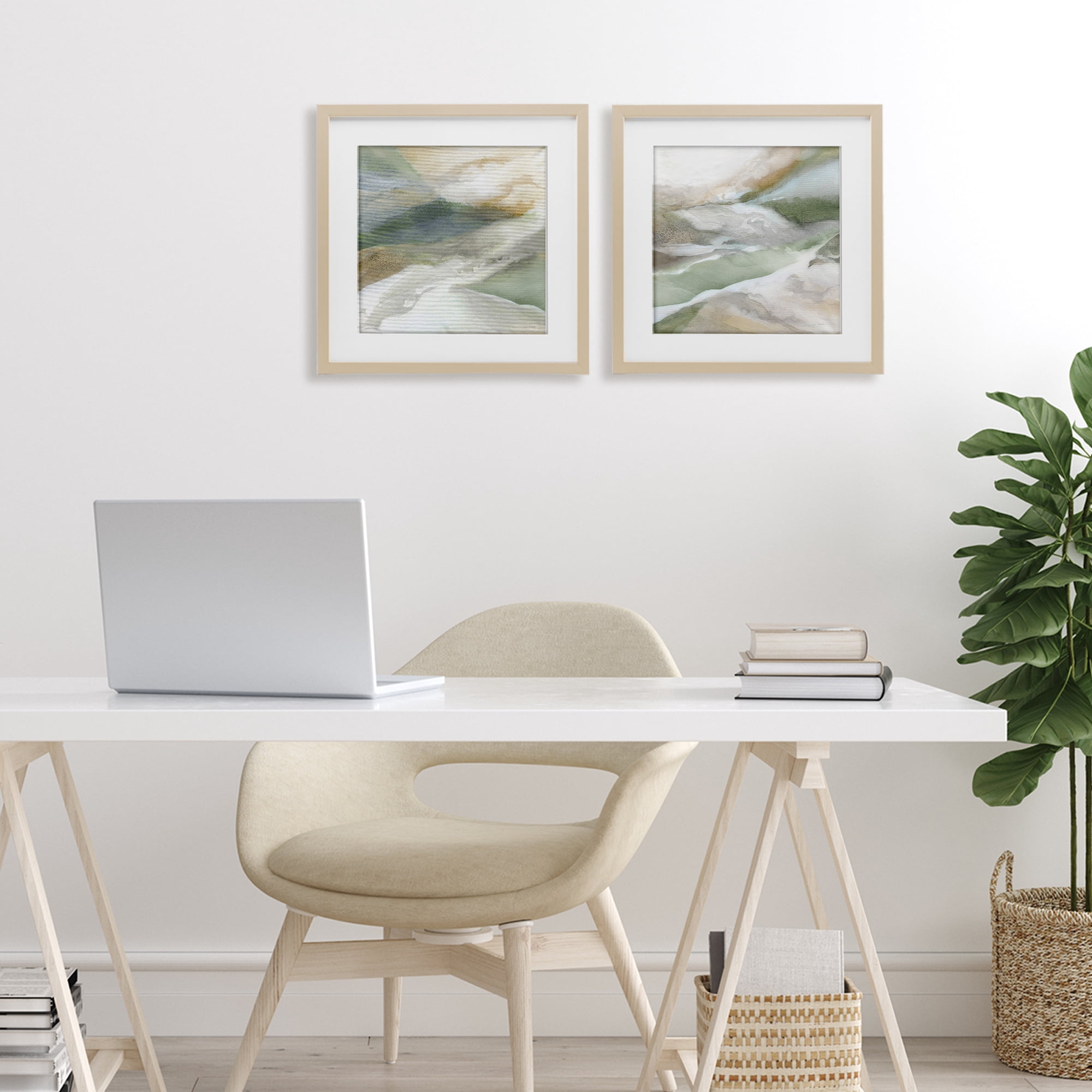 Stupell Industries Serene Misty Valley Abstraction 2 Piece Birch Framed Print Under Glass Set, design by Carol Robinson