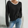 thumbnail image 5 of Craaazy Womens Sweaters Solid Color V-neck Long Sleeve Knitted Pullover Top with Bowknot Decoration on the Back Gifts, 5 of 9