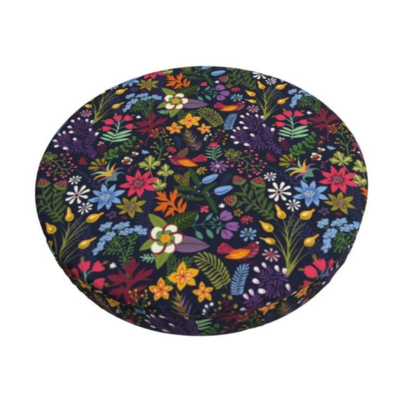 Honeii Flowers And Birds Bar Stool Covers – Perfect Fit for 12" to 14" Round Stools, Crease-Resistant, Stretchy, Washable & Dustproof Seat Slipcovers-12 inch