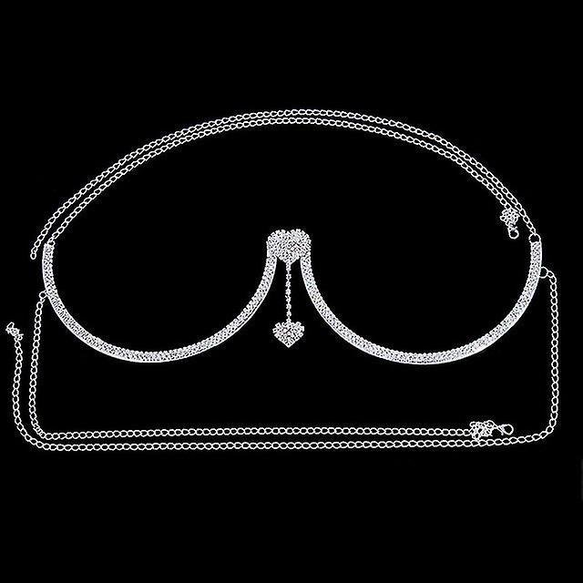 Soporte para el pecho con diamantes de imitación de corazón, joyería para el cuerpo, cadena de sujetador para mujer, Top de cadena, Bikini, sujetador Halter, nuevo soporte para pecho para ba