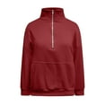 thumbnail image 5 of CQONEPT Women's Sweatshirts Dressy Casual Hoodies Drawstring Hooded Solid Color Pullover Tops with Pockets Red M, 5 of 6