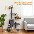 thumbnail image 4 of PawHut 53" Cat Tree Tower with Condo, Large Kitten Activity Centre, Dark Grey, 4 of 10
