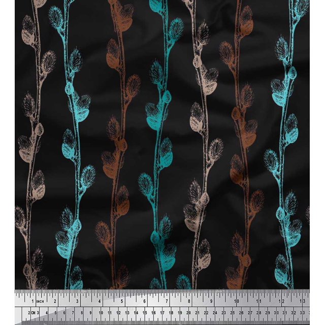 Soimoi polyester Crepe Fabric Clover Flower Print Sewing Fabric Yard 42 Inch Wide