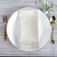 thumbnail image 3 of Fingercraft Dinner Napkins, Cotton Linen Blend Hemstitched Cloth Napkin, 20in x 20in, 12 Pack, Natural Ivory, 3 of 5
