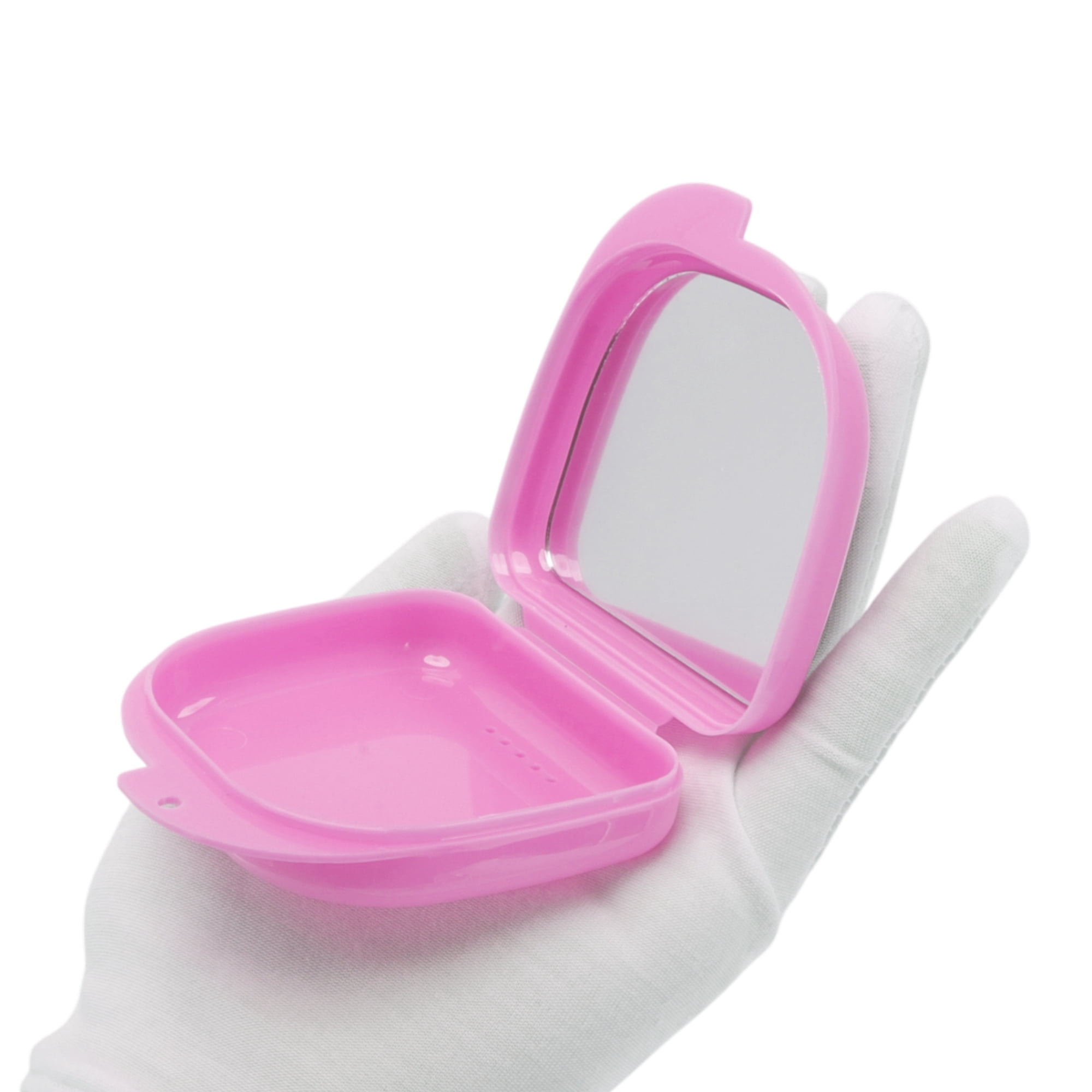 Unique Bargains Compact Braces Box with Brush 1 Set Pink