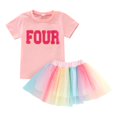 thumbnail image 4 of LUOGENLI Little Girls Outfits 3T Summer Toddlers Girls Summer Fashion Casual Clothes Skirts Solid Color Strip Vest Top Outfits Set Girls Summer Outfits Size 6X-7 5-6 Years, 4 of 9
