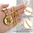 thumbnail image 6 of PROSTEEL Saint Michael Men Gold Plated Necklace Round Medal Pendant Chain Protection Amulet Necklace for Husband Son Father Christmas Gift Religious Jewelry, 6 of 9