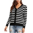 thumbnail image 2 of Hilenly Womens Striped Cardigan Sweaters Long Sleeve V Neck Lightweight Open Front Button Down Knit Cardigans, 2 of 8