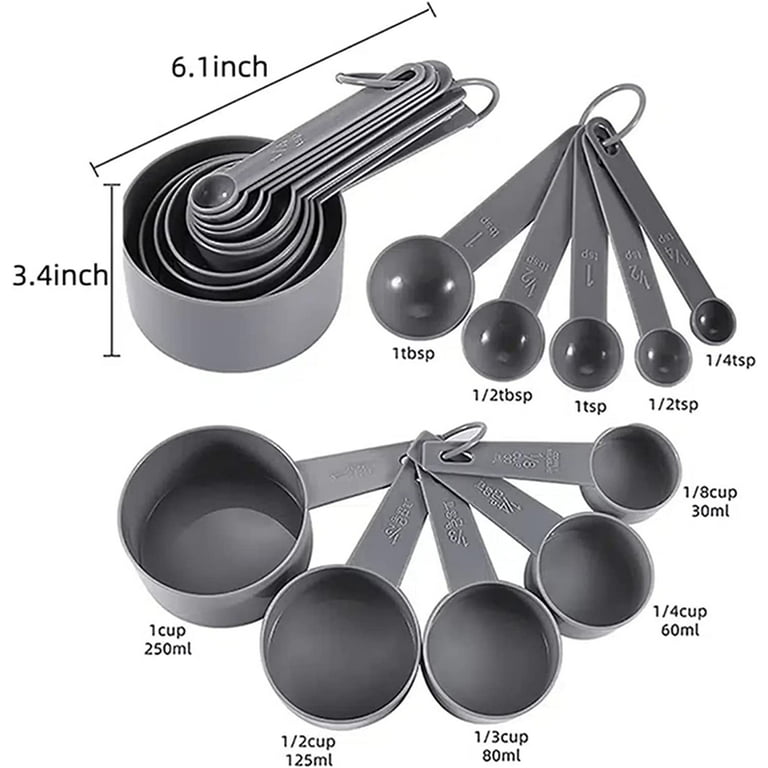 10pcs measuring cup and spoon set, stackable plastic measuring