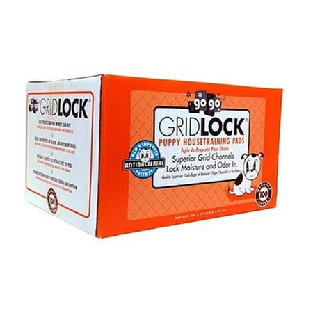 GoGo 13003 100 Count Gridlock Puppy Housetraining Pads, 24 X 24 In.