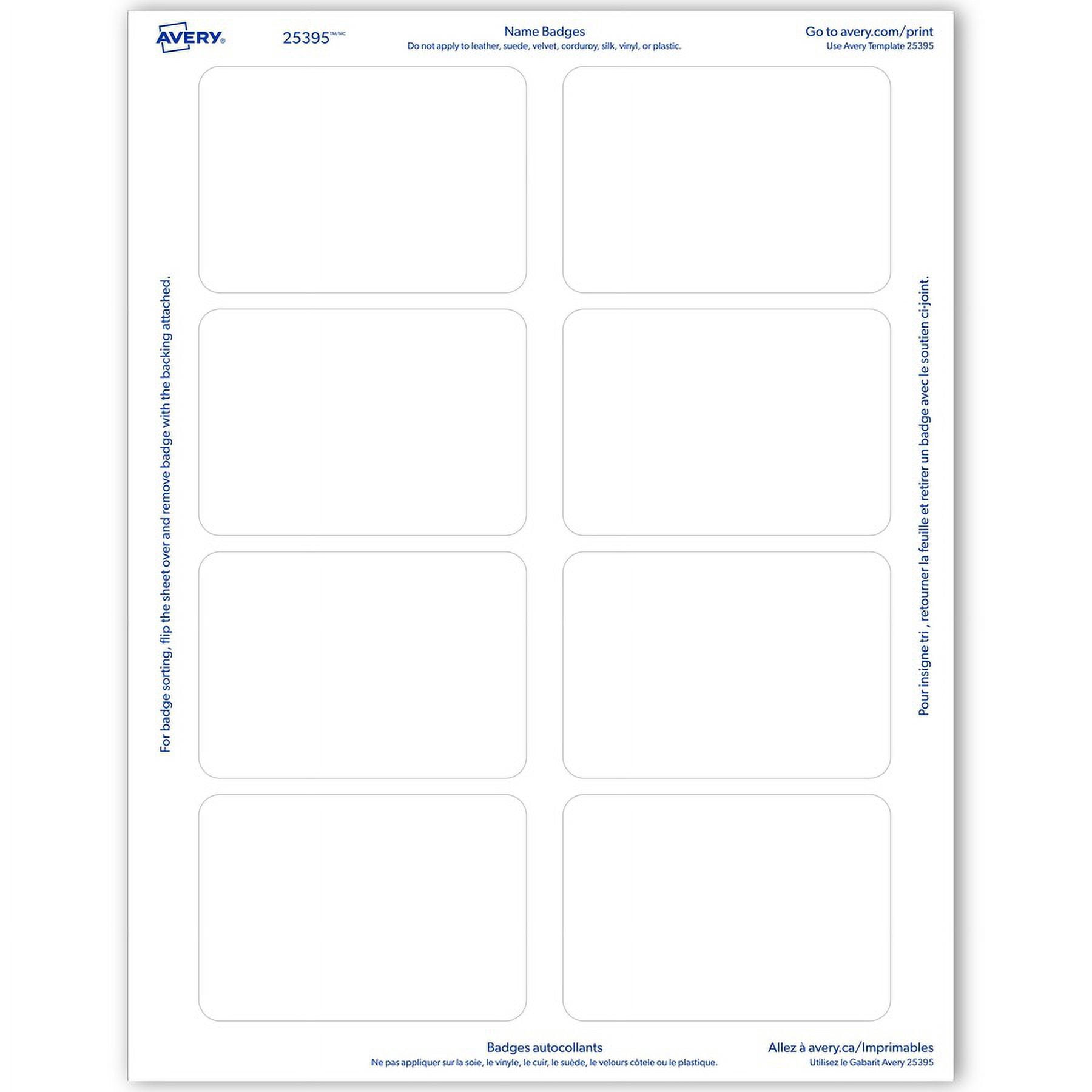Avery&reg; Adhesive Name Badges - Removable Adhesive - Rectangle - Laser, - White - Film - 8 / Sheet - 10 Total Sheets - 80 Total Label(s) - 5 / Carton