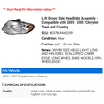 thumbnail image 2 of Left Driver Side Headlight Assembly - Compatible with 2005 - 2007 Chrysler Town and Country 2006, 2 of 2