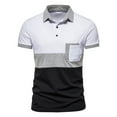 thumbnail image 2 of Pxiakgy Stitching Summer T-shirt Lapel Short-sleeved Men's Three-color Men's blouse White2 + M, 2 of 9