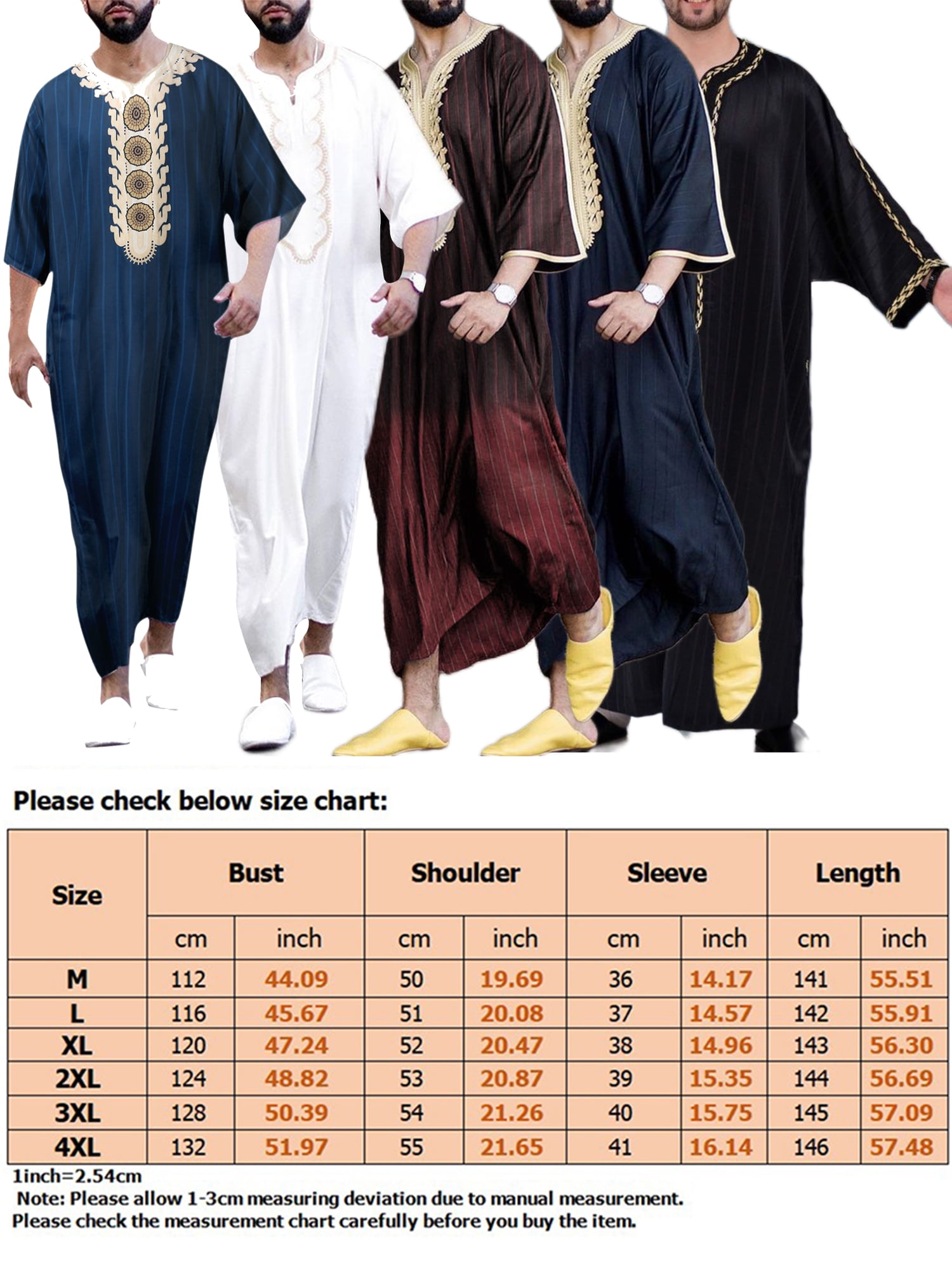 Mens Muslim Thobe Roll Up Long Sleeve Striped Shirt Kaftan Robe V Neck  Dresses Long Gown Cotton Clothing(Red,Medium) at Amazon Men's Clothing store