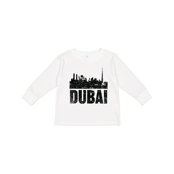 Inktastic Dubai City Skyline with Grunge Boys or Girls Long Sleeve Toddler T-Shirt
