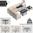 thumbnail image 7 of 8-Piece Patio Furniture Set, Outdoor Patio Furniture with 55,000 BTU Fire Pit Table, Thick Cushions, Modular Patio Sofa, Dual-Strand Wicker Rattan, Rust-Resistant Frame, Khaki, 7 of 7