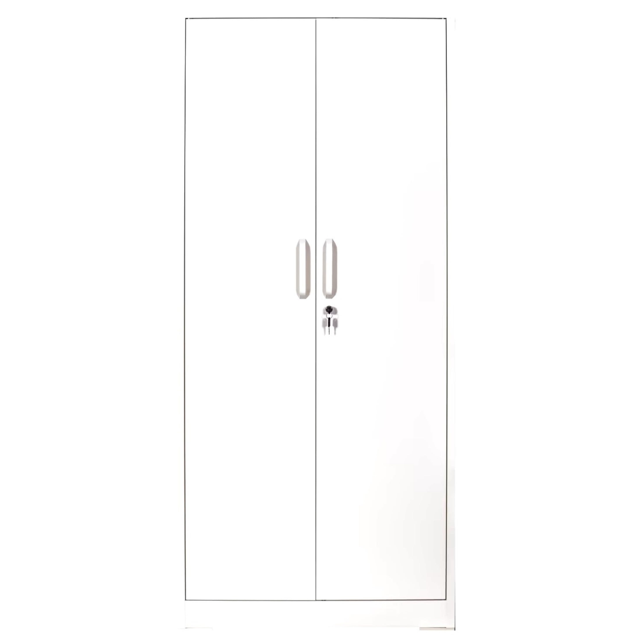 GDF Studio 71" Heavy-Duty Metal Storage Cabinet with Locking Doors & 4 Adjustable Shelves, Cream White