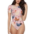 thumbnail image 1 of Balery Funny Chicken Body de cuello redondo de manga corta para mujer Tops de manga corta Tops básicos-Medium, 1 of 7