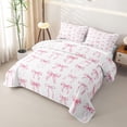 thumbnail image 3 of Manfei Girly Bow Twin Quilt Set For Kids,Pink Ribbon Bowknot Twin Coverlet Set,2-Piece, 3 of 7
