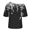 thumbnail image 7 of JTZGDY Womens Cotton Oversized Tshirts Funny Stars Printed Summer Boat Neck Off Shoulder Short Sleeve Basic Tunic Tees Tops Loose Fit Streetwear Clothes Multicolor M, 7 of 7