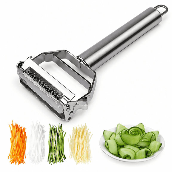 Verdlora Vegetable Peeler,Stainless Steel 2 in 1 Julienne Vegetable Peeler,Vegetable Spaghetti Spiralizer Slicer Easy Spiral Zucchini Noodle Carrot,Peeling Knife Scraping Knife Stainless Steel