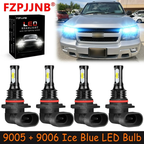 FZPJJNB 9005 9006 for Chevy Trailblazer 2002-2009 Ice Blue Led Headlights Bulb High Low Beam,HKL,C18