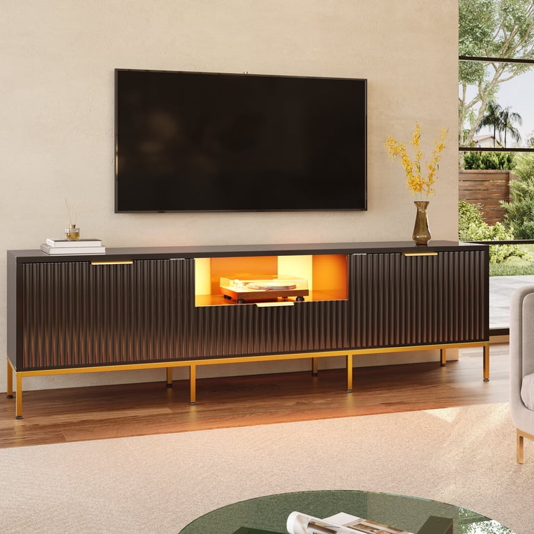 Bestier 70" Led TV Stand with Fluted Cabinet Doors photo 1