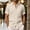 Khaki, variant on Men's Casual Linen T-Shirt Turndown Collar Solid Color Breathable Sports Top