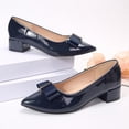 thumbnail image 7 of Rexoro Women Pointed Toe Pumps Bow Decor Slip On Low Chunky Heel Womens Shoes for Office Work Wedding Daily Wear, 7 of 7