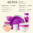 thumbnail image 3 of Homienly 40-Piece Wheat Straw Dinnerware Set, Reusable Plates, Bowls & Cups, Textured Pattern, Dishwasher Safe, BPA-Free, Pink Flower, 3 of 8