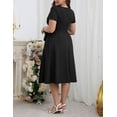 thumbnail image 5 of FOLUNSI Women's Plus size Dresses Casual V-Neck Midi Dress Wedding Guest Dress with Pockets Black-4XL, 5 of 9