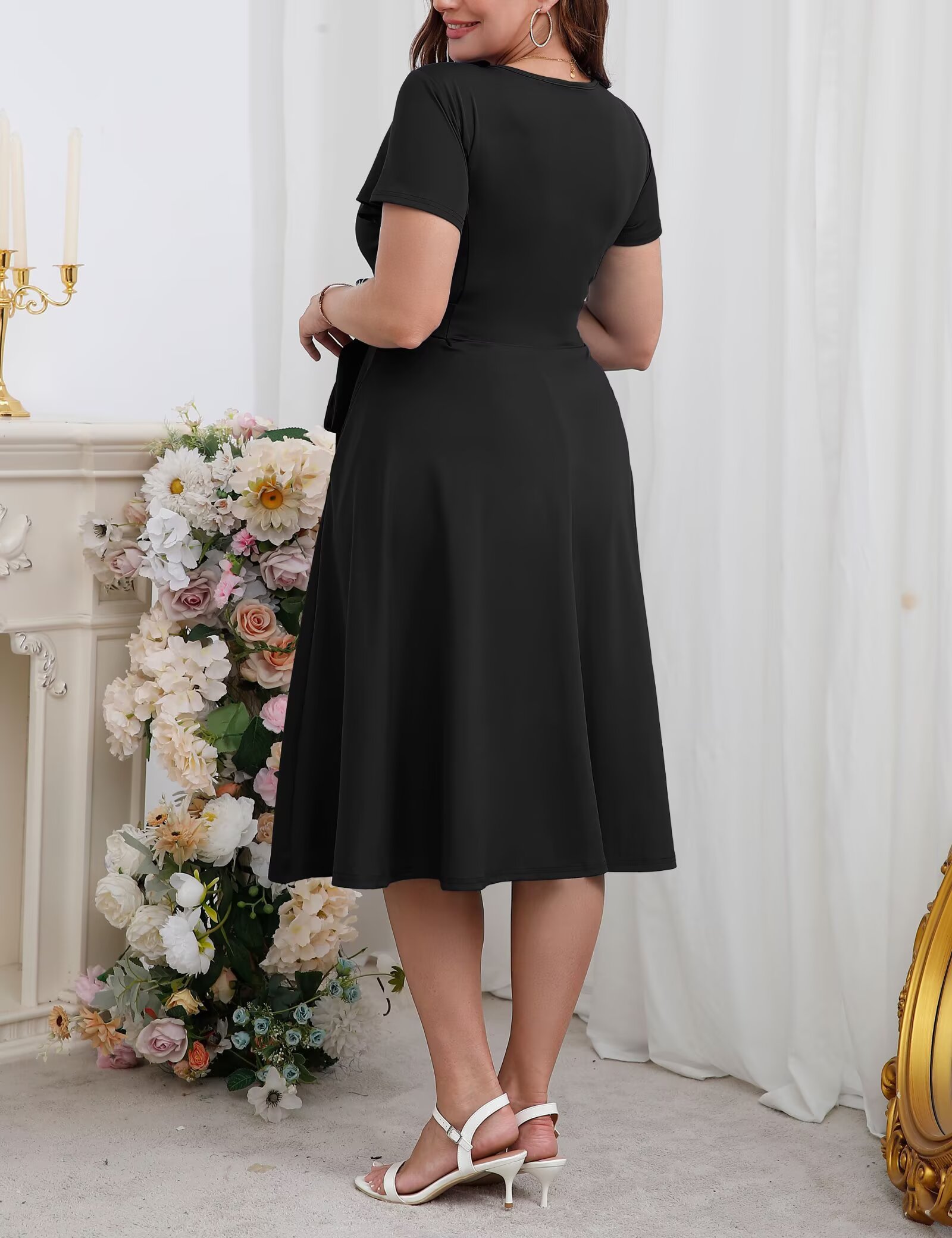 FOLUNSI Women's Plus Size V-Neck Midi Dress photo 5