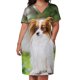 thumbnail image 2 of Retrato de un papillon puretred dog vestido holgado con bolsillo vestido Morado para mujer verano, 2 of 6