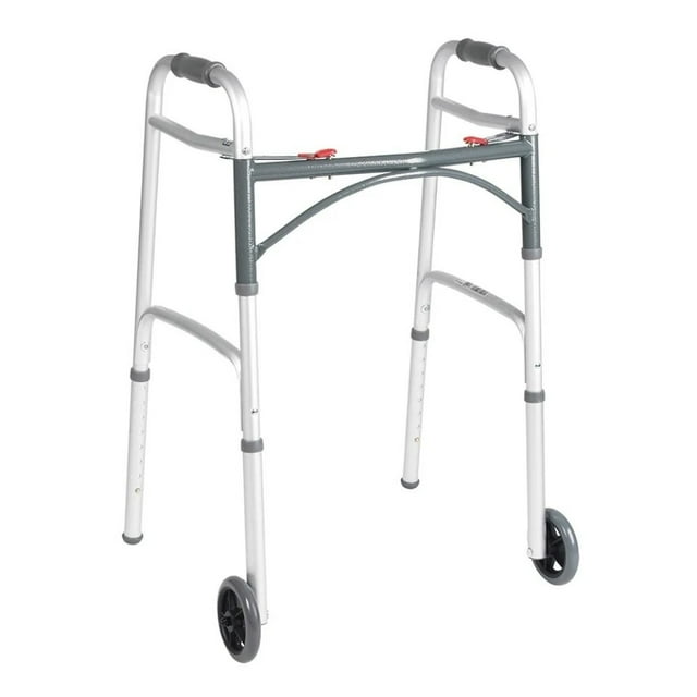 Andadera AJUSTABLE de ALUMINIO Drive AN10210DR con 2 ruedas 2 botones
