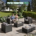 thumbnail image 6 of ClouddWell 4 Seat Outdoor Patio Furniture Set, Patio Conversation Sets with Thick Waterproof Cushions & Storage Coffee Table(Grey), 6 of 7