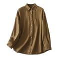 thumbnail image 4 of vigerkar Women's Button Down Shirts Long Sleeve Cotton Summer Beach Wear for Women with Pocket (Coffee, XXL), 4 of 5