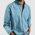 thumbnail image 2 of Sopiago Mens Shirts Button Down Big and Tall Cotton Linen Shirts Casual Long Sleeve Linen Shirts for Men Solid Color Long Sleeve Work Tops 2025 Fall Blouses Sky Blue,XXL, 2 of 7