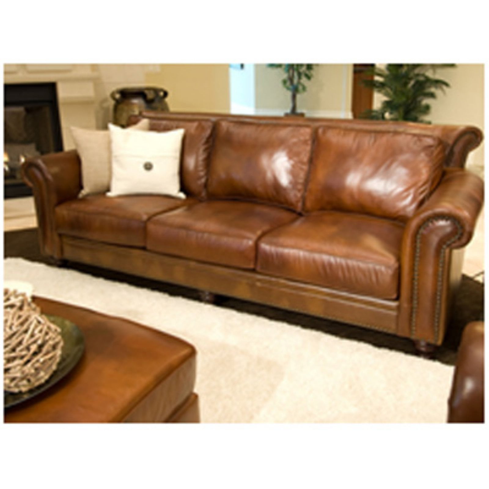 Paladia Top Grain Leather Sofa In, Leather Rustic Sofa