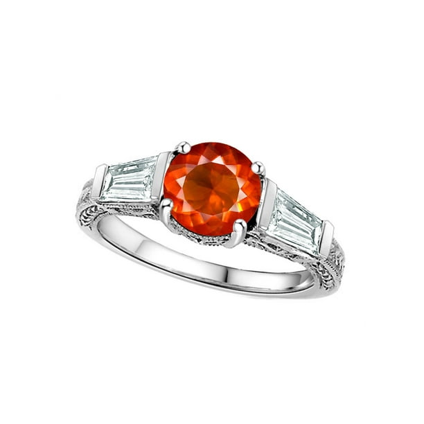 Star K Round 7mm Simulated Orange Mexican Fire Opal Ring Walmart Com Walmart Com