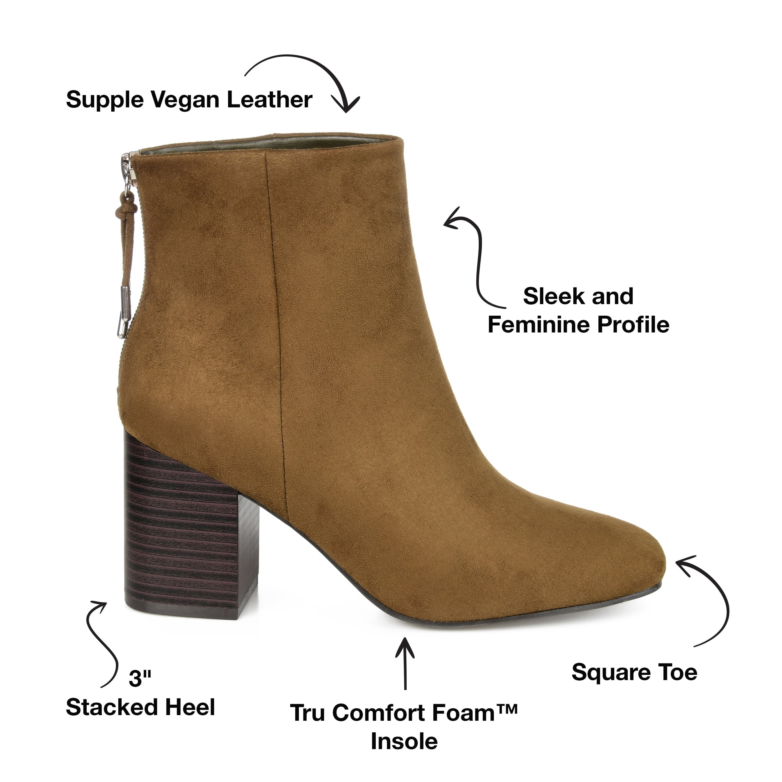 Journee Collection Womens Audrina Tru Comfort Foam Back Heel Zip Stacked Heel Booties