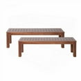 thumbnail image 2 of ACACIA WOOD OUTDOOR BENCH - 61.75"W x 14.50"D x 17.75"H, Rustic Slat Panel Design, 2 of 12